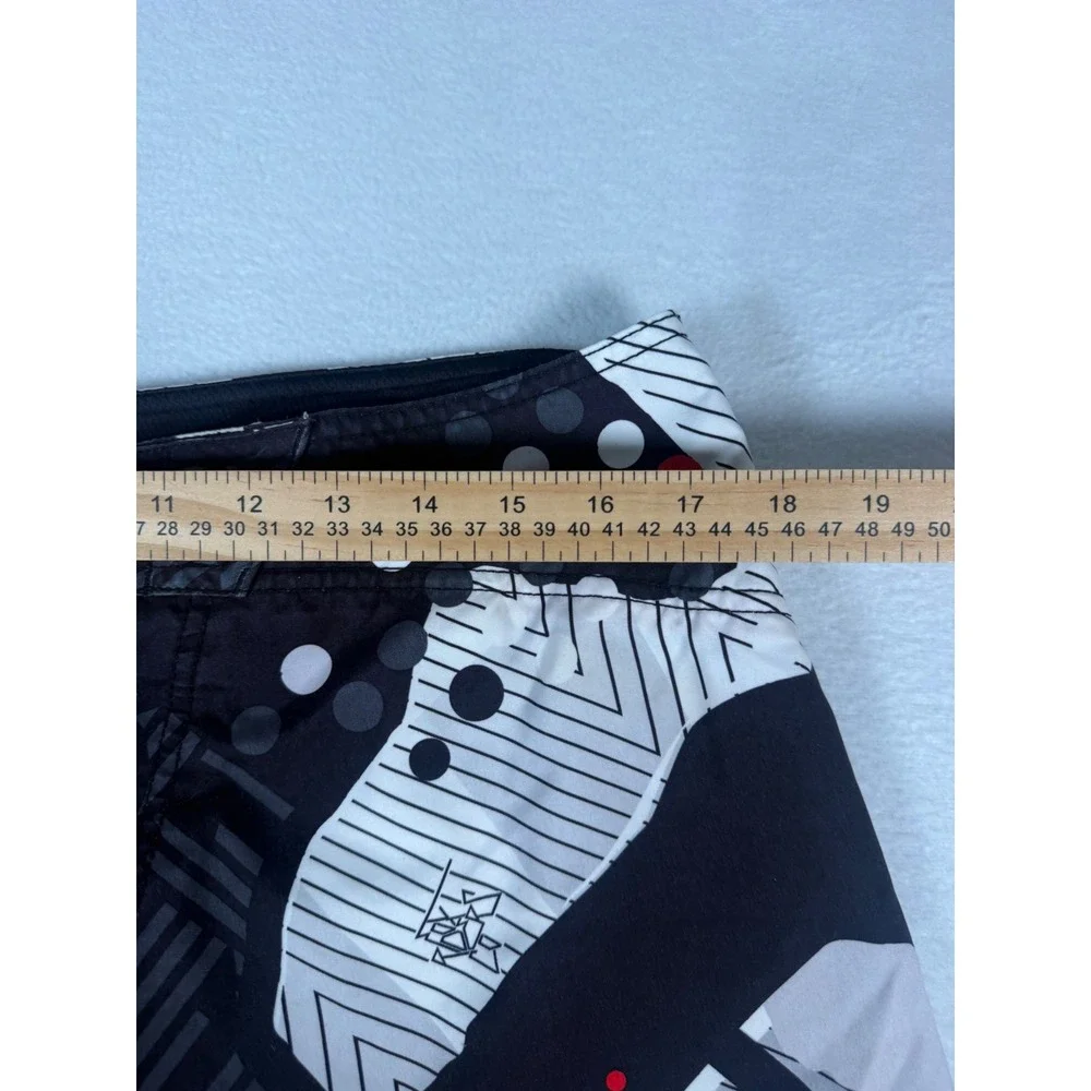 Fox Racing Board Shorts Mens 34 Black White Red Graphic Print Surf Swim Trunks